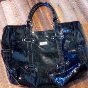 Ellen Tracy large black leather bag